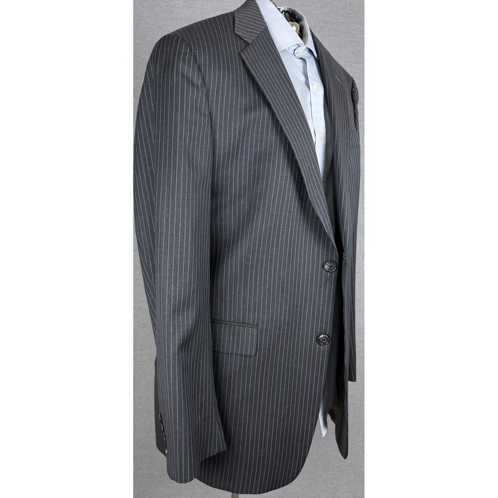Hart Schaffner Marx Mens 42L Pinstripe Blazer Charcoal Grey Two Button Jacket